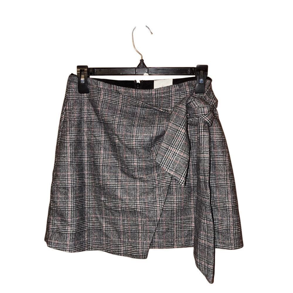 Aritzia Wilfred Dorine Front Wrap Wool Cashmere Mini Skirt plaid sz 6 #780